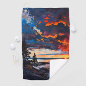 Lake Michigan Sunset Natuur Landschapsontwerp Golfhanddoek (Insitu)