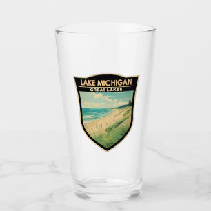 Lake Michigan Travel Art Vintage Glas