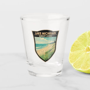 Lake Michigan Travel Art Vintage Shot Glas