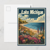 Lake Michigan Vintage Reizen Briefkaart (Voorkant / Achterkant)
