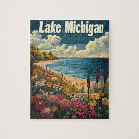 Lake Michigan Vintage Reizen Legpuzzel (Verticaal)