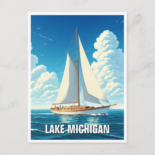 Lake Michigan zeilboot Briefkaart (Voorkant)