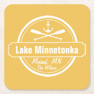 Lake Minnetonka Minnesota ankerplaats en naam Vierkante Kartonnen Onderzetter
