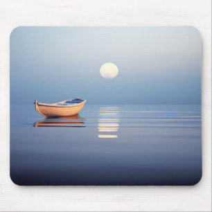 Lake Mist Maan Licht Rustig Vreedzaam Muismat