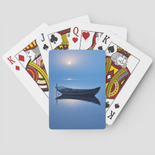 Lake Mist Maan Licht Rustig Vreedzaam Pokerkaarten