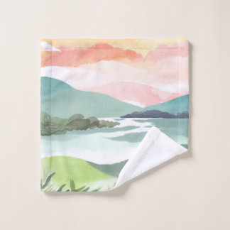 Lake Morning Sunrise | Watercolor Nature Washandje