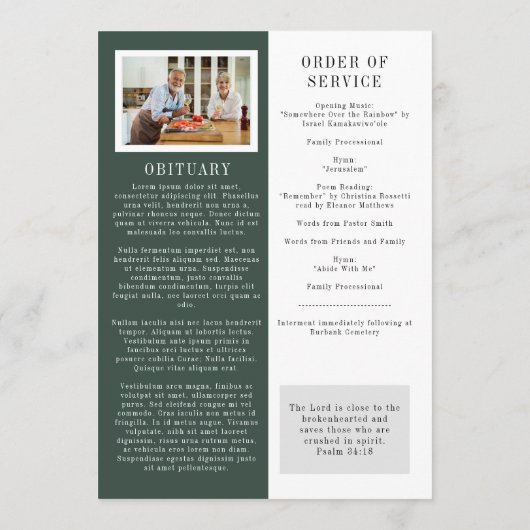 Lake Mountain Photo Programme funéraire de 2 pages (Dos)