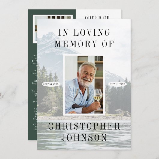 Lake Mountain Photo Programme funéraire de 2 pages (Devant / Derrière)