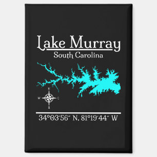Lake Murray South Carolina Kaart Coördinaten Kunst Magneet