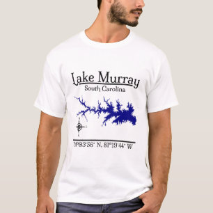 Lake Murray South Carolina Kaart Coördinaten Kunst T-shirt