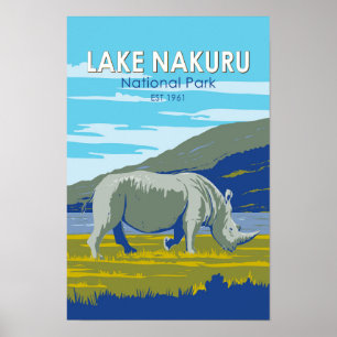 Lake Nakuru Nationaal Park Witte neushoorn Reizen Poster