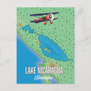 Lake Nicaragua, Nicaragua-kaart Briefkaart