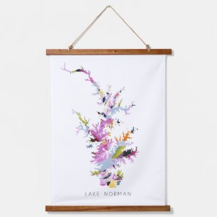 Lake Norman LKN Map Silhouette Wall Art Hangend Wandkleed