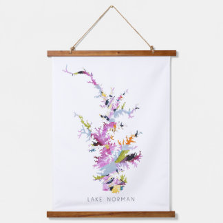 Lake Norman LKN Map Silhouette Wall Art Hangend Wandkleed