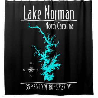 Lake Norman North Carolina Kaart Douchegordijn