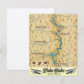 Lake Oahe South Dakota-kaart (Voorkant / Achterkant)