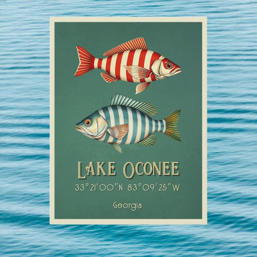 Lake Oconee Georgia gestreepte vis Briefkaart