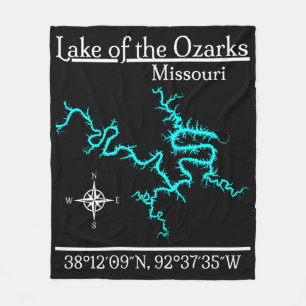 Lake of the Ozarks Missouri Kaart Coördinaten Fleece Deken