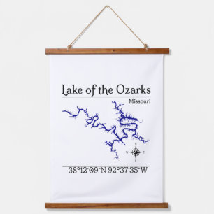 Lake of the Ozarks Missouri Kaart Wand Tapijt Hangend Wandkleed