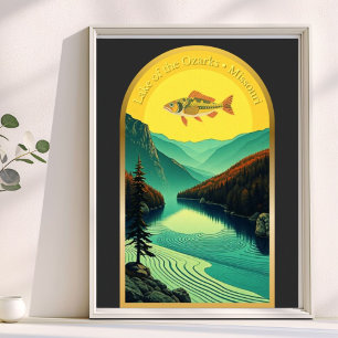 Lake of the Ozarks Missouri landschap vis retro Poster