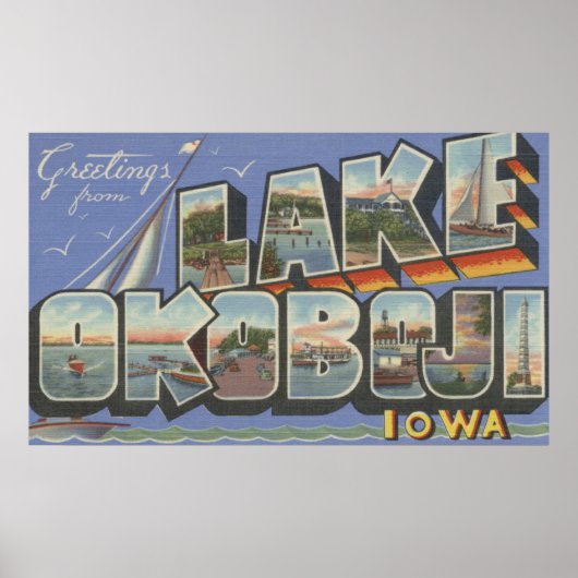 Lake Okoboji, Iowa - Grote letterscènes Poster (Voorkant)