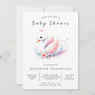 Lake Online Swan Baby shower Kaart