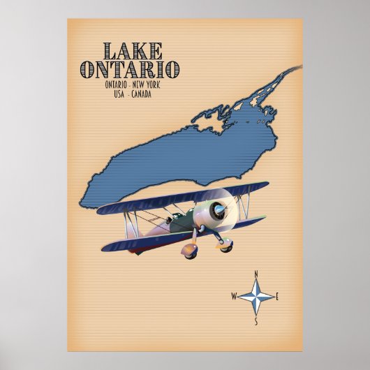 Lake Ontario USA Canada map Poster (Voorkant)