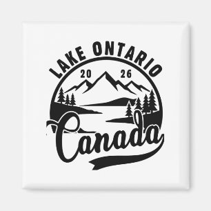 Lake Ontario Zwart & Wit Scenisch Grafisch Vierkan Magneet