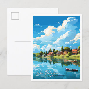 Lake Paladru Frankrijk vintage reisillustratie Briefkaart