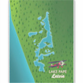 Lake Pape Letland-kaart Sticker (Voorkant)