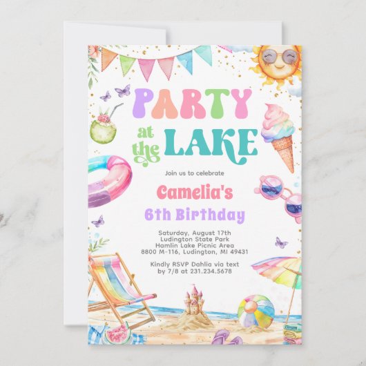 Lake Party Zomer Verjaardag Uitnodiging (Voorkant)