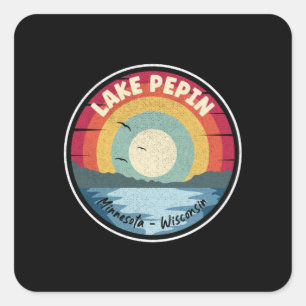 Lake Pepin Minnesota-Wisconsin Colorful Vierkante Sticker