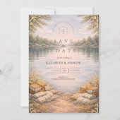 Lake Picnic Forest Elegance Wedding Save The Date (Voorkant)