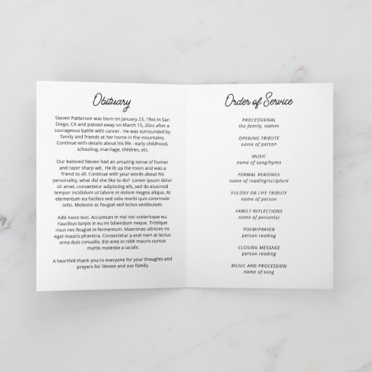 Lake Pine Bomen, Viering van het leven Foto Begraf Programma (Binnen)