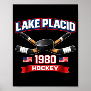 Lake placid 1980 hockey antiek usa puck new york poster