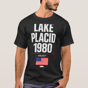 Lake placid 1980 hockey vintage usa puck new york t-shirt