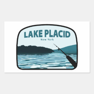 Lake Placid New York Gevist Rod Rechthoekige Sticker