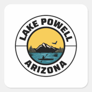 Lake Powell Arizona Mountain Vissen Kayaking Vierkante Sticker