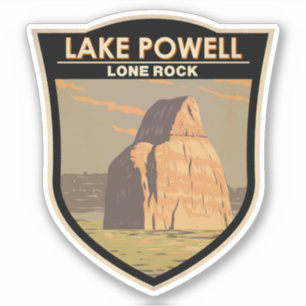 Lake Powell Lone Rock Travel Art Vintage Sticker