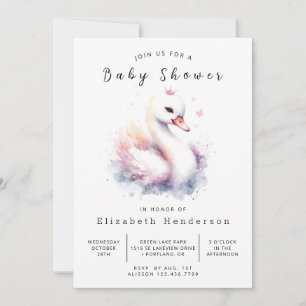 Lake Printable Swan Baby shower Kaart