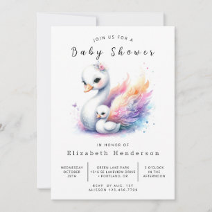 Lake Printable Swan Baby shower Kaart