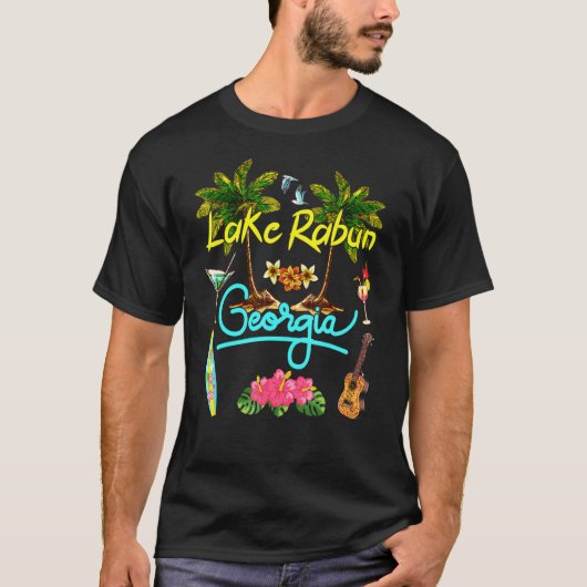 Lake Rabun Georgia Beach Zomer Palm Surf Zonneset T-shirt (Voorkant)