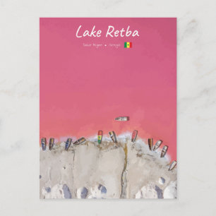 Lake Retba, Senegal - Roze meerboten Briefkaart