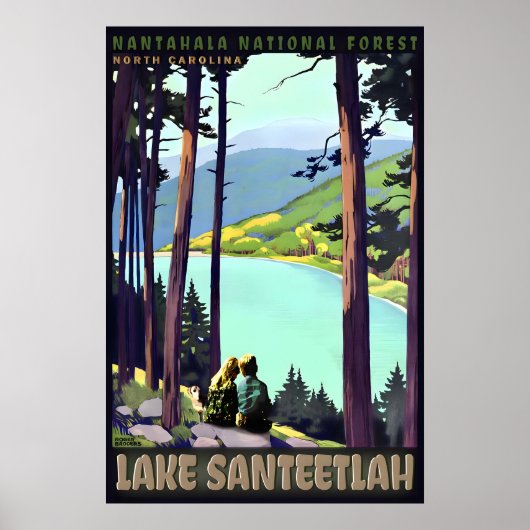 Lake Santeetlah Retro Roger Broders Reisposter Poster (Voorkant)