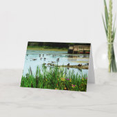 Lake Scene met Cattails Ducks and Dock Kaart (Voorkant)