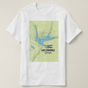 Lake Seminole Georgia kaartposter T-shirt