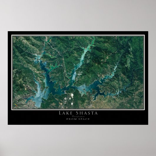 Lake Shasta California Satellite Poster Map (Devant)