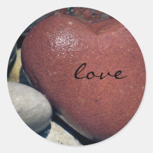 Lake Shore Red Heart Stone Ronde Sticker