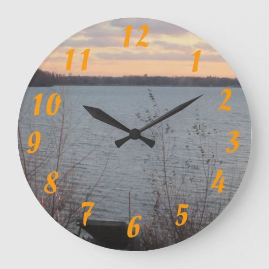 Lake Shore Sunset Clock Grote Klok (Voorkant)