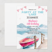 Lake speed boat girl invitation (Devant / Derrière)